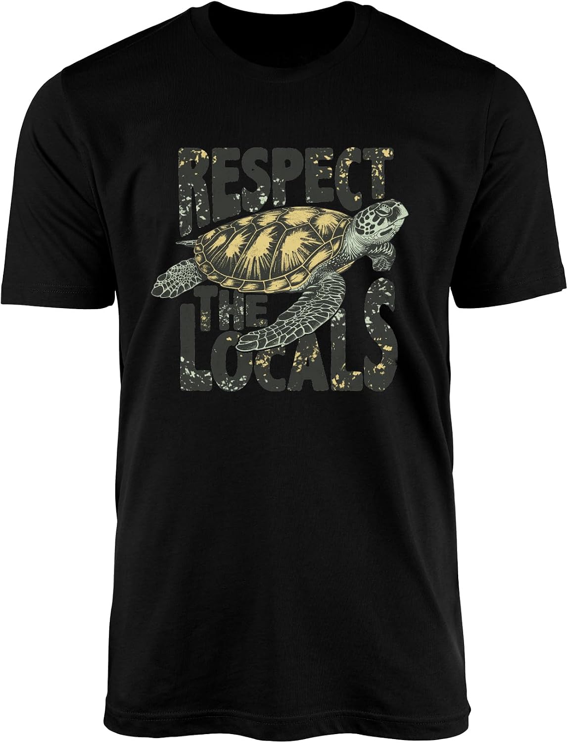 Respect The Locals T-Shirt for Men Women – Sea Turtle Graphic Tee – Ocean Wildlife Conservation Unisex Summer Shirt - Black