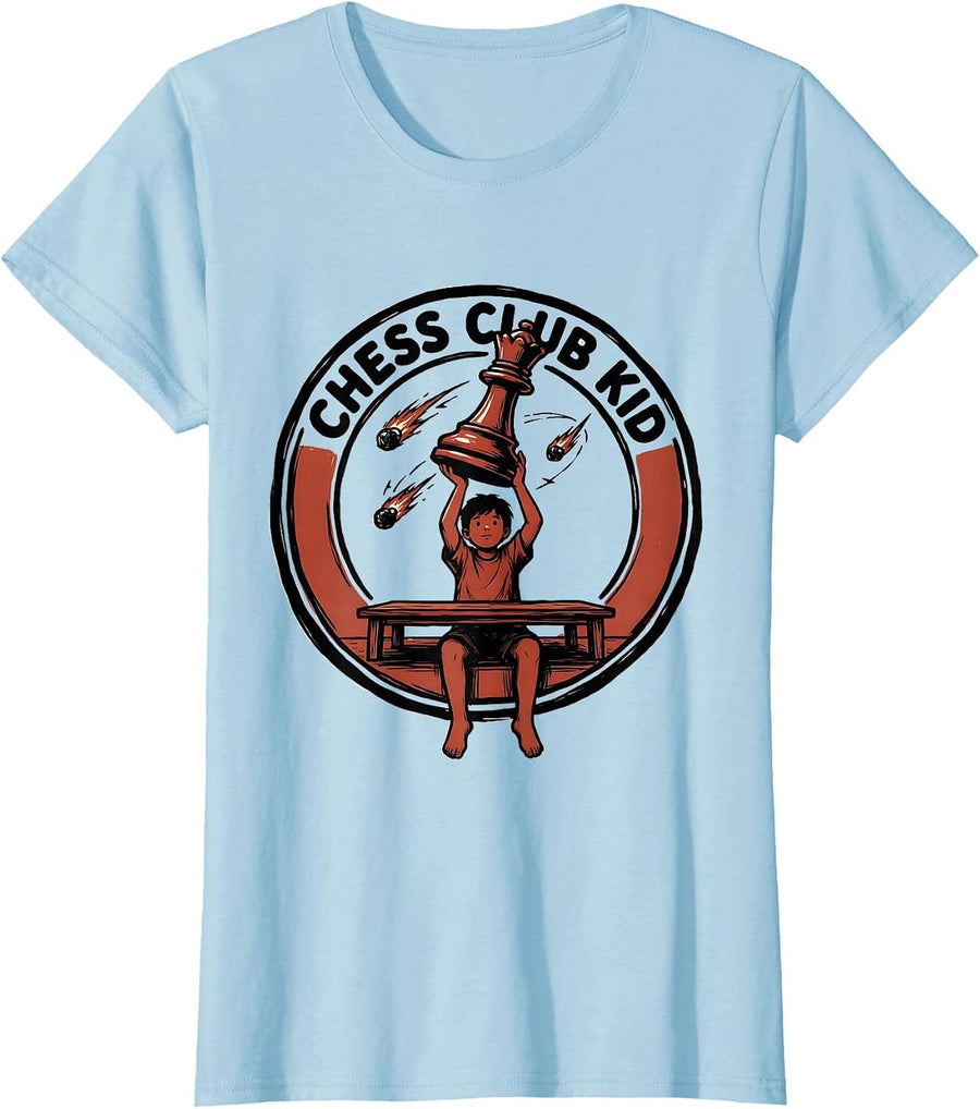 Women's Chess Club Kid Funny Chess Player Lover Gift T-Shirt - Baby Blue