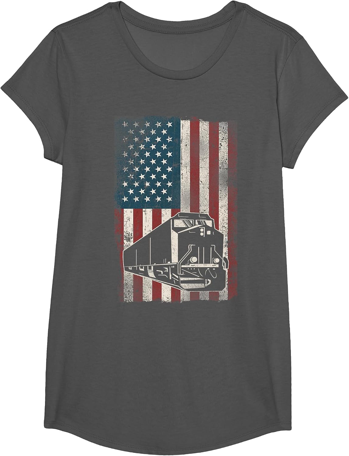 Freight Diesel Train Driver Trainspotting Locomotive T-Shirt - Girls Asphalt Grey