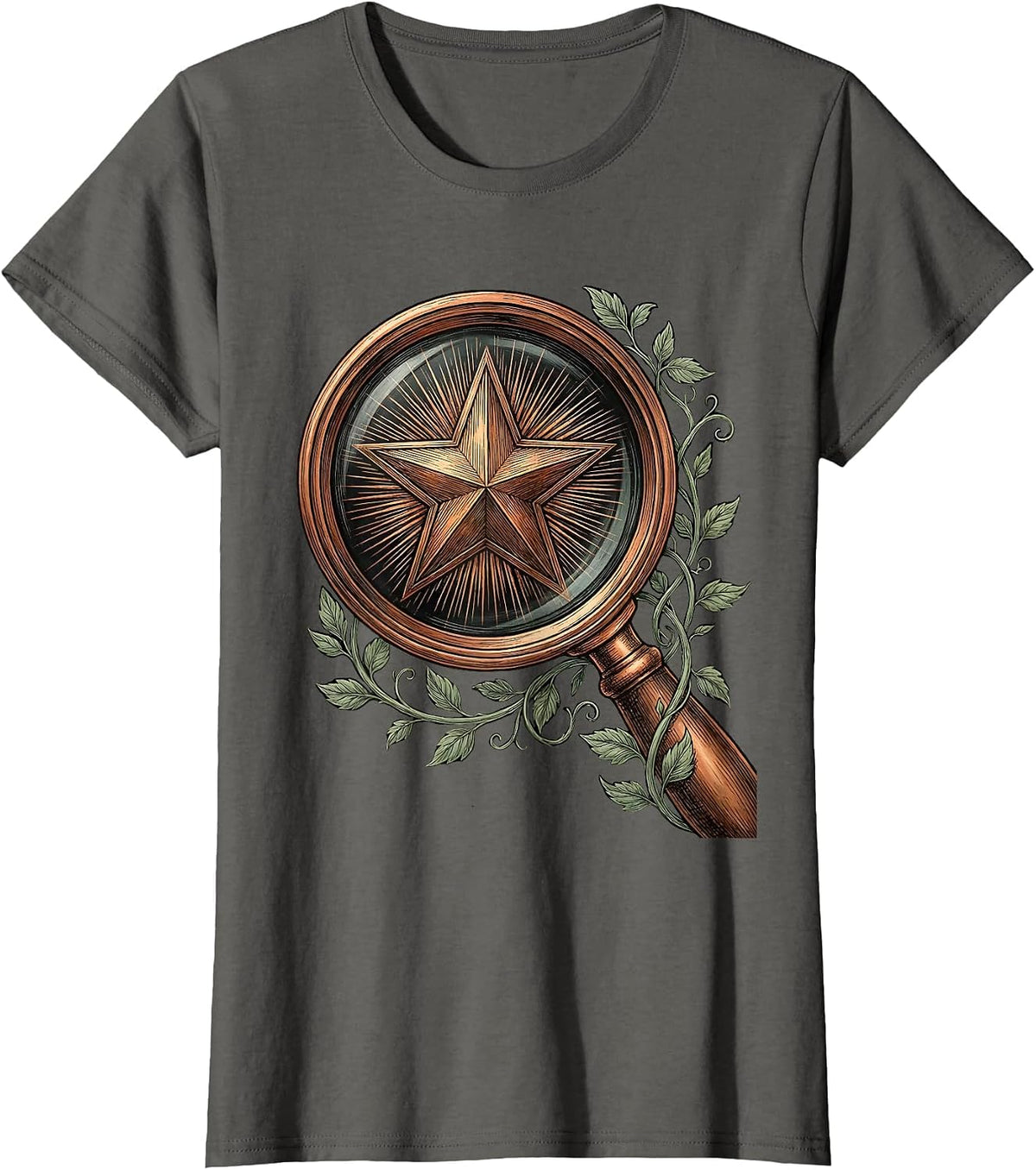 Women's Special Education Magnifying Glass Star Design T-Shirt - Asphalt Grey