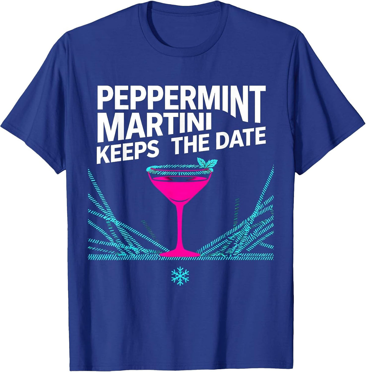 Men's Peppermint Martini Keeps The Date Funny Christmas Cocktail T-Shirt - Royal Blue