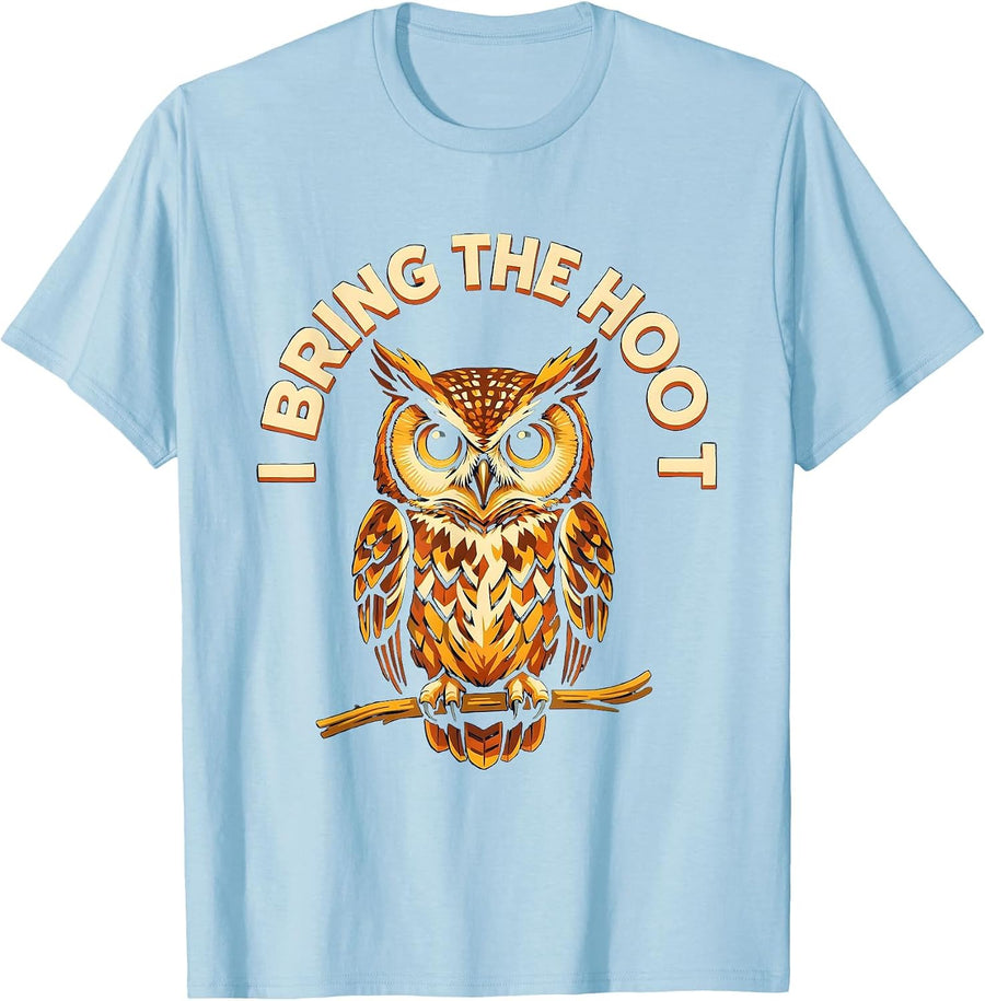 Men's I Bring The Hoot Funny Owl Lover Bird Humor Vintage T-Shirt - Baby Blue