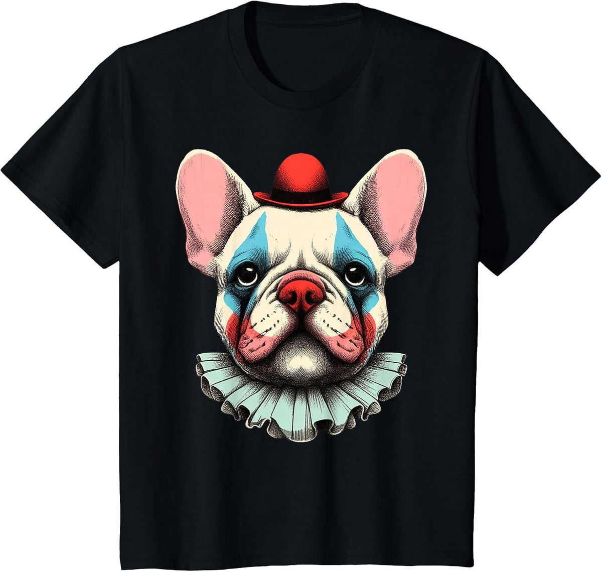 Cute Spooky French Bulldog Clown Halloween Funny Frenchie T-Shirt - Black