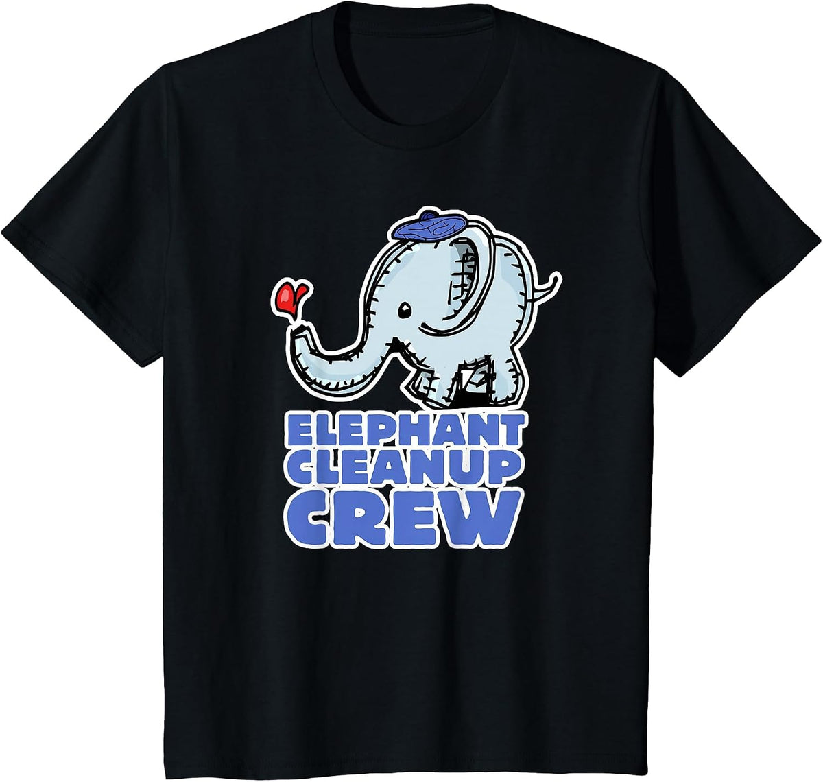 Professional Job Elephant French Clean Up Crew Fun Poop Job T-Shirt - Black