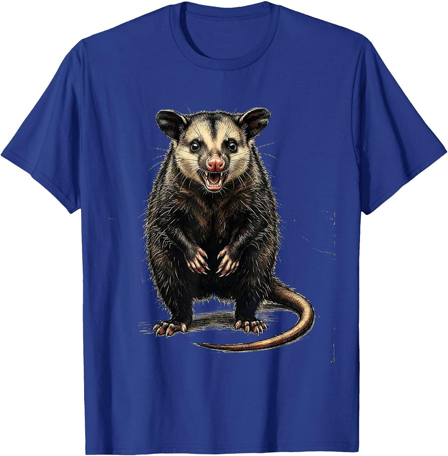 Distressed Opossum Angry Animal Meme Humor T-Shirt - Royal Blue