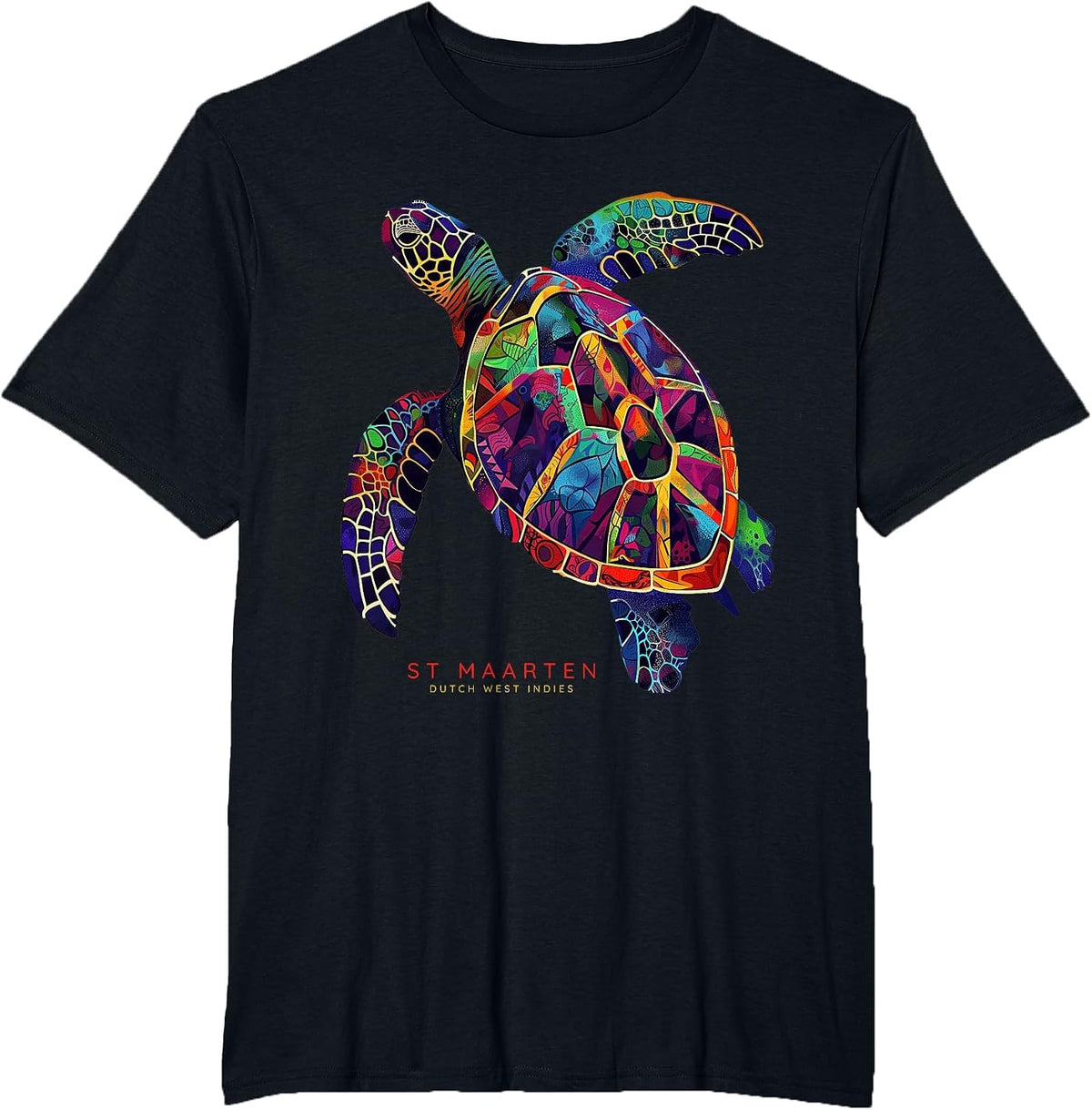 St. Maarten Dutch West Indies St. Martin Vacation Sea Turtle T-Shirt - Black