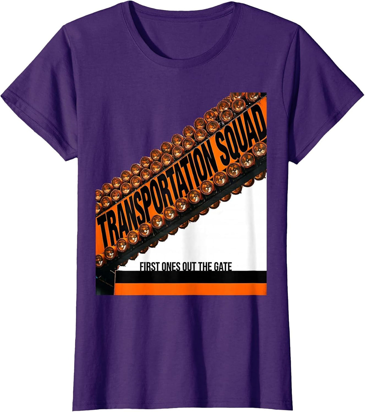 Women's Transportation Squad, First Ones Out The Gate School Bus T-Shirt - Purple