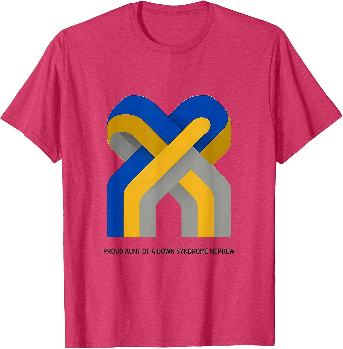 Proud Aunt Of A Down Syndrome Nephew Supportive Awareness T-Shirt - Red Heather