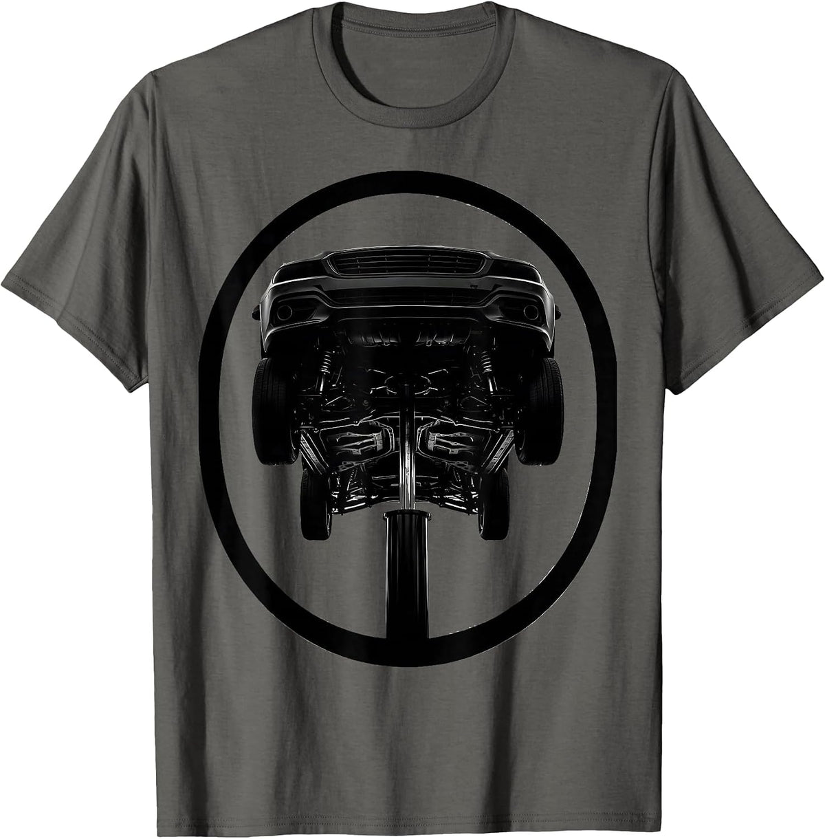 Men's Mechanic Car Hydraulic Jack Lift Illustration T-Shirt - Asphalt Grey