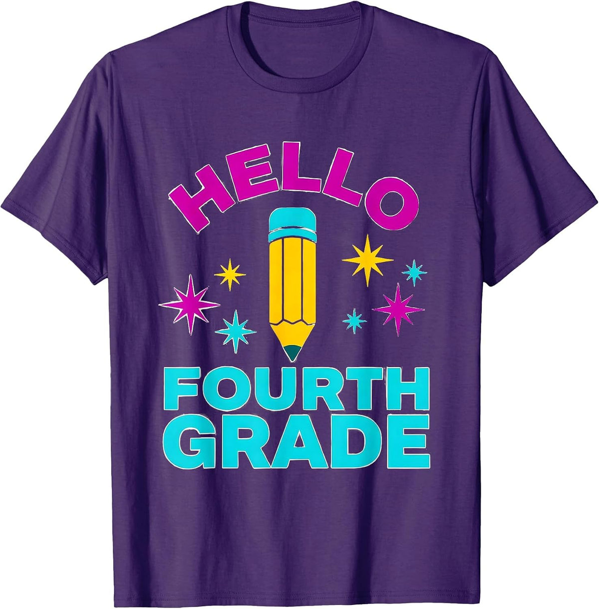 Hello Fourth Grade Colorful Fourth Grade Back To School T-Shirt - Purple