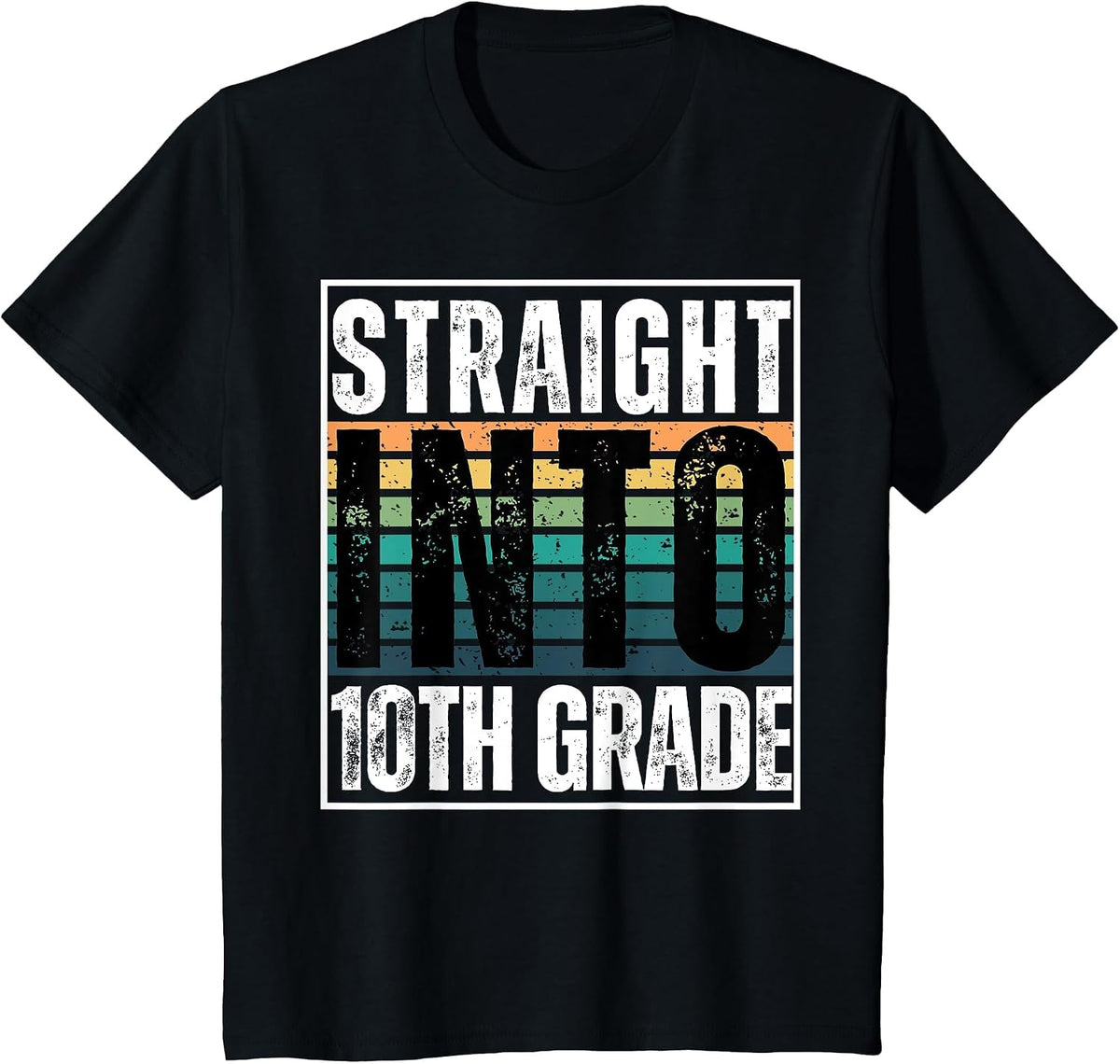 Funny Straight Into 10th Grade Back to School Welcome Day T-Shirt - Black