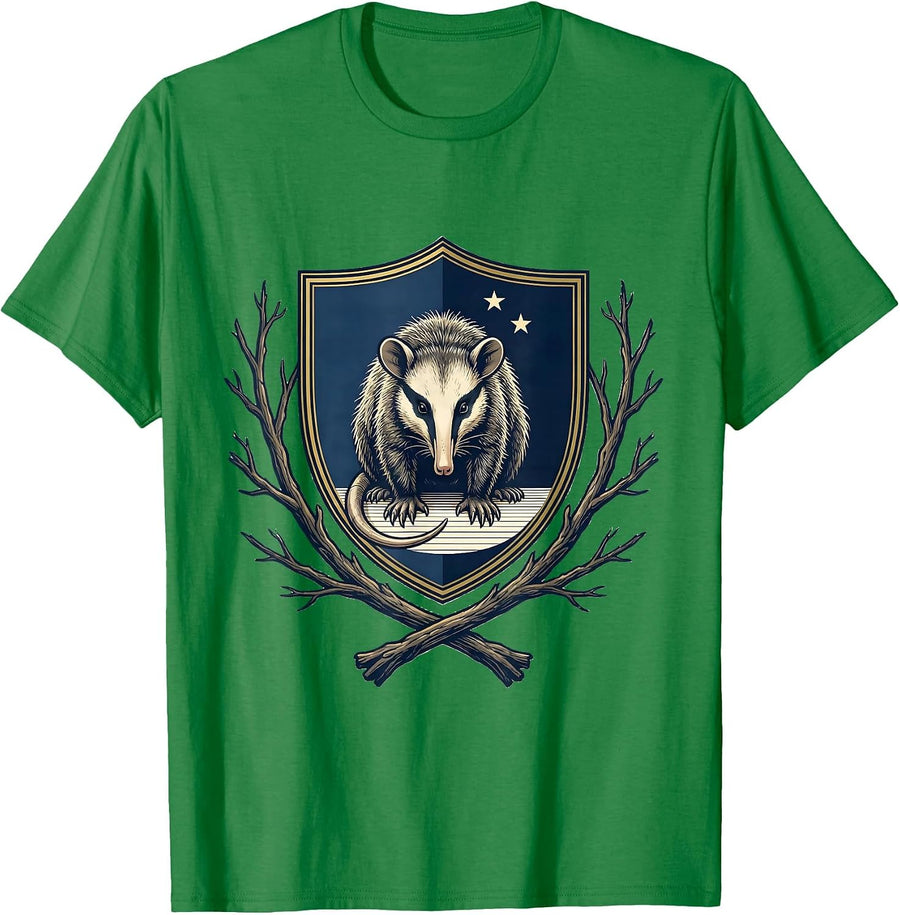 Men's Opossum Crest Emblem Funny Animal Meme T-Shirt - Kelly Green