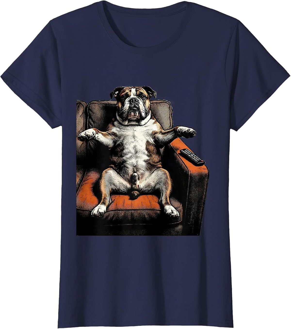 Women's Bull Terrier Belly Rub Funny Dog Meme T-Shirt - Navy Blue