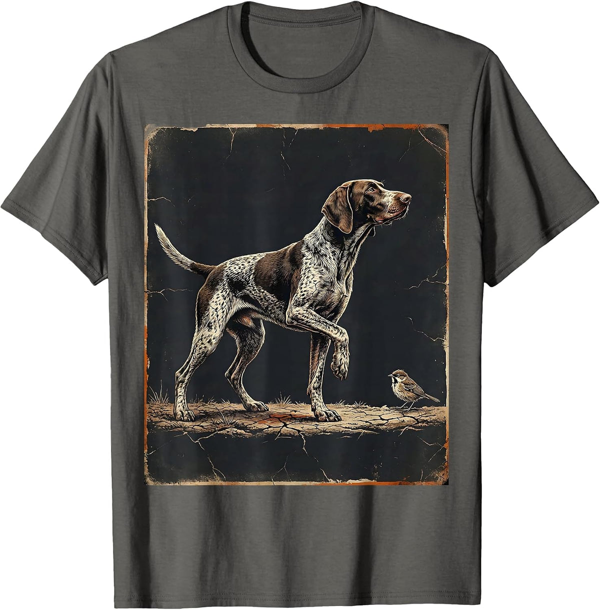 Men's Weathered German Shorthaired Pointer Hunting Dog Lover T-Shirt - Asphalt Grey