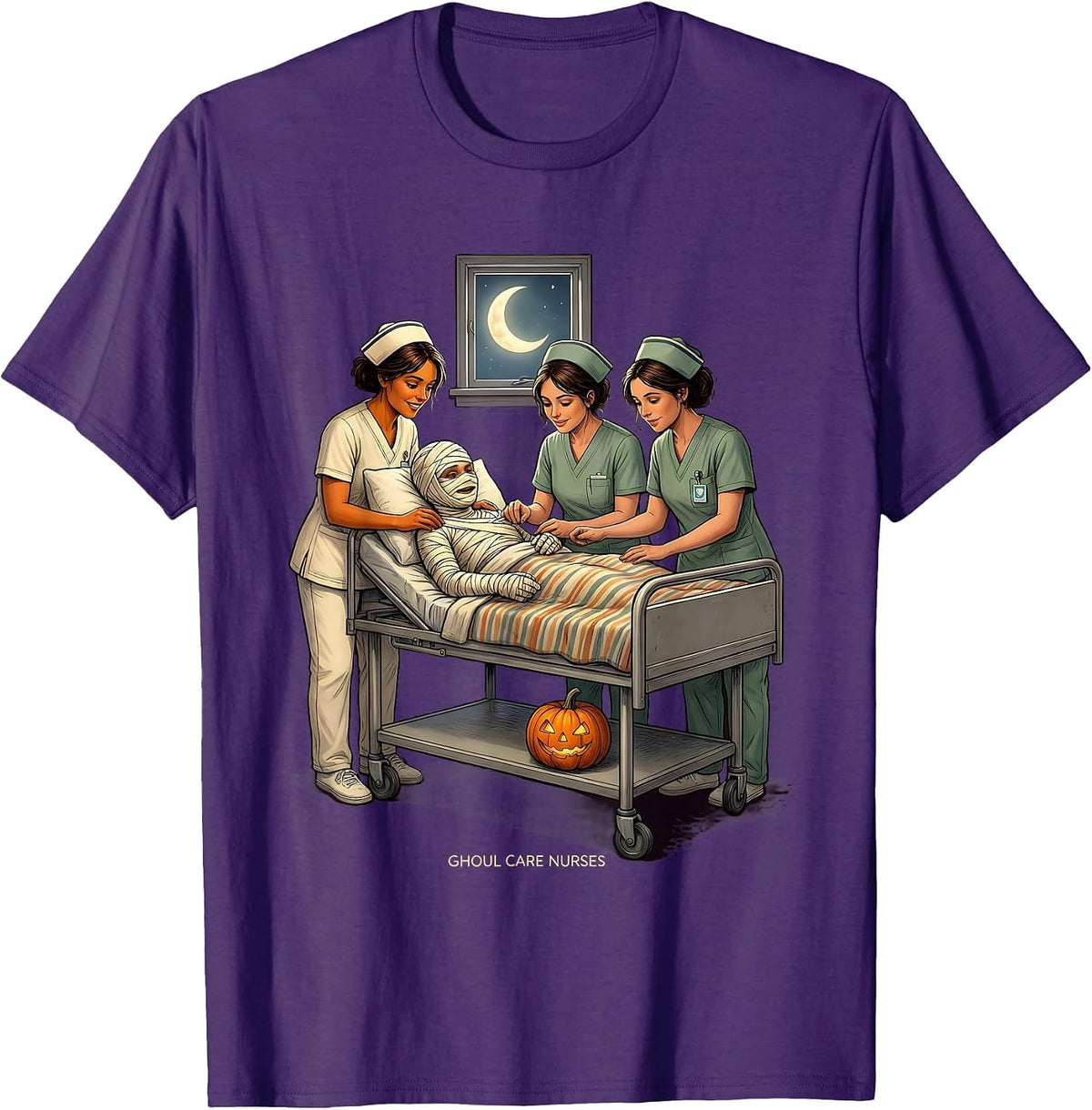 Men's Ghoul Care Nurses Funny Halloween Nurse Squad Team T-Shirt - Purple