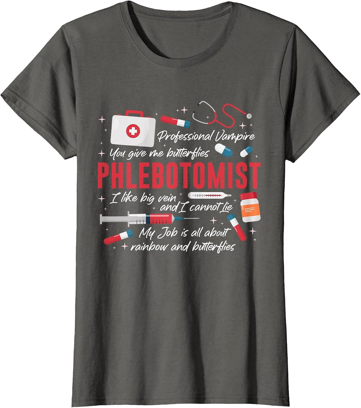 Phlebotomist Phlebotomy Tech T-Shirt - Asphalt Grey