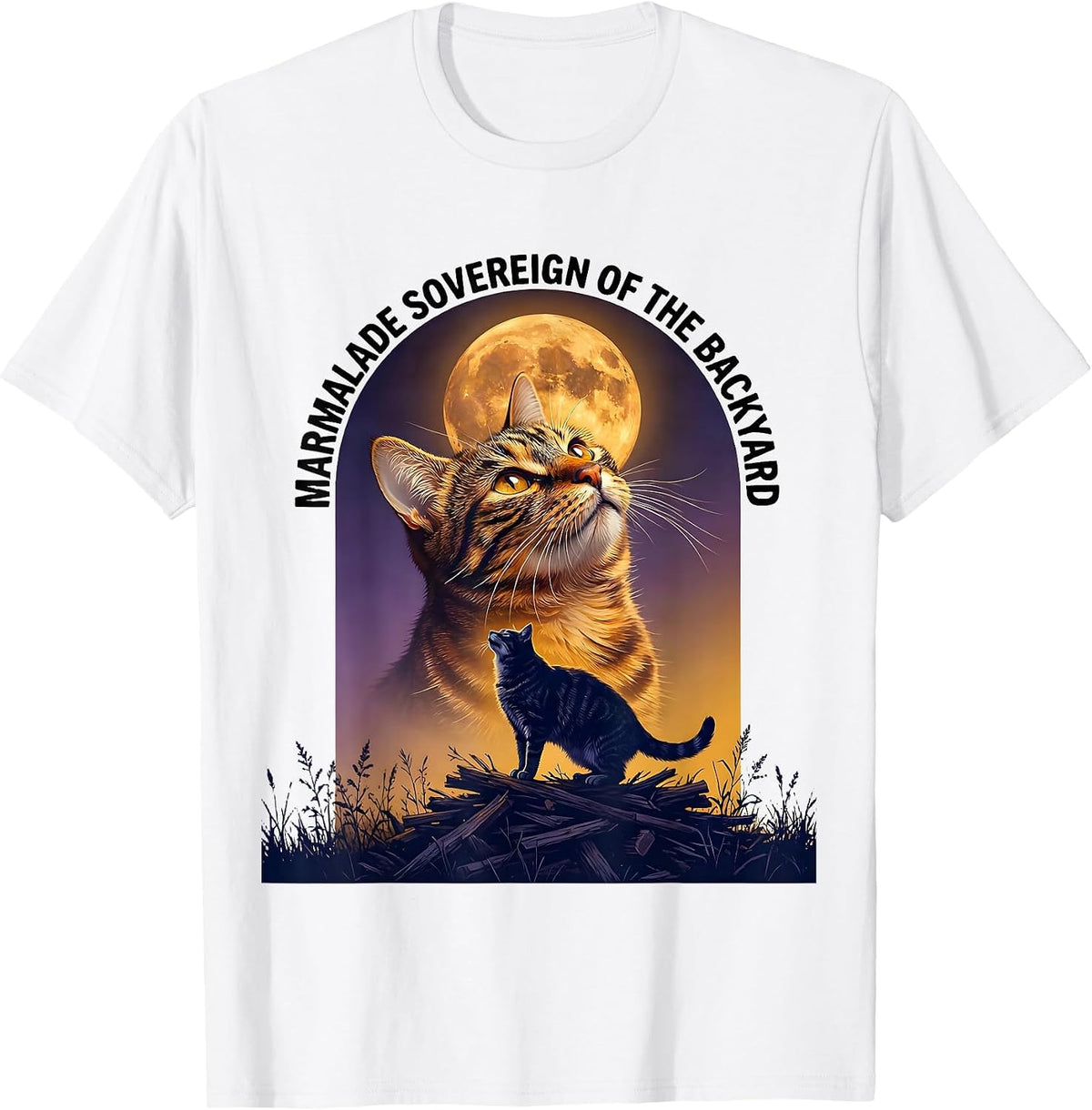 Men's Marmalade Sovereign of the Backyard Retro Orange Tabby Cat T-Shirt - White