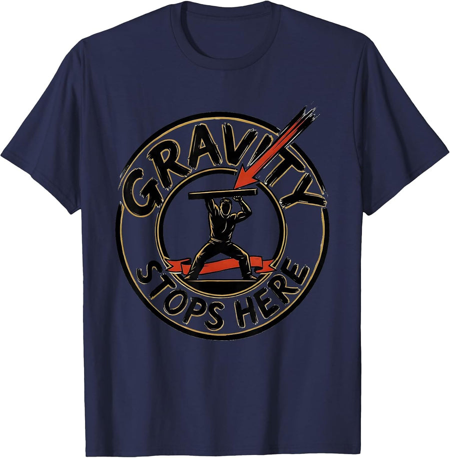 Gravity Stops Here Funny Physical Therapist Occupational T-Shirt - Navy Blue