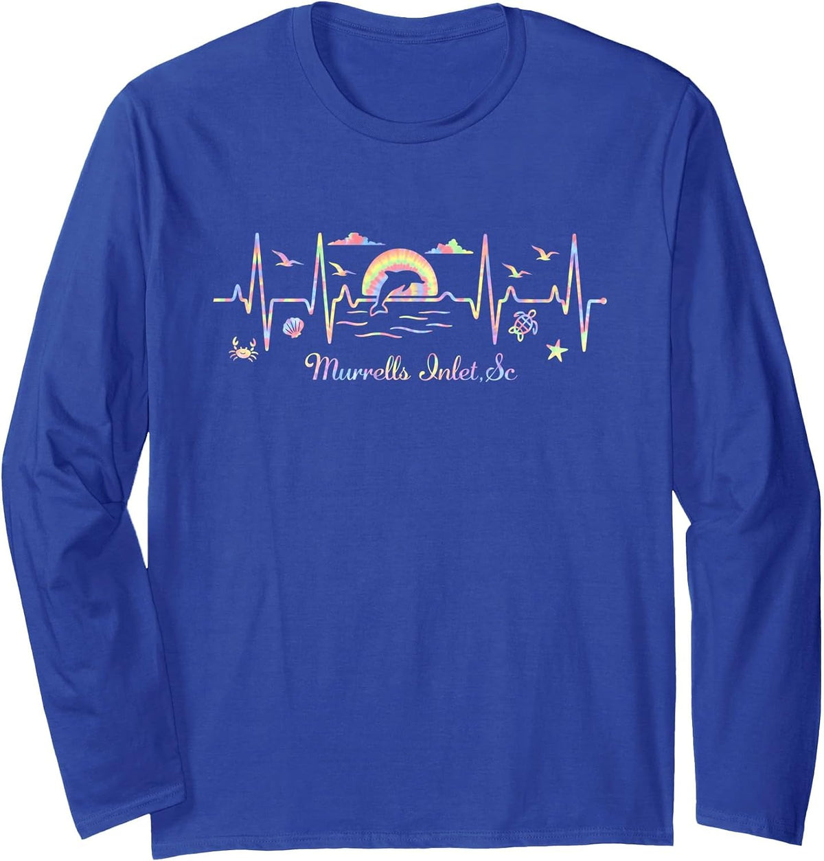 Colorful Murrells Inlet, SC Nature Lover Beach Vacation Long Sleeve T-Shirt - Adult Unisex Royal Blue