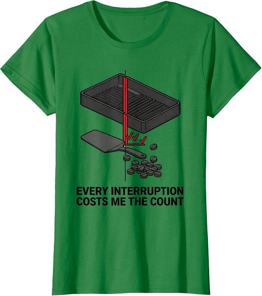 Women's Every Interruption Costs Me The Count Funny Pharmacy T-Shirt - Kelly Green