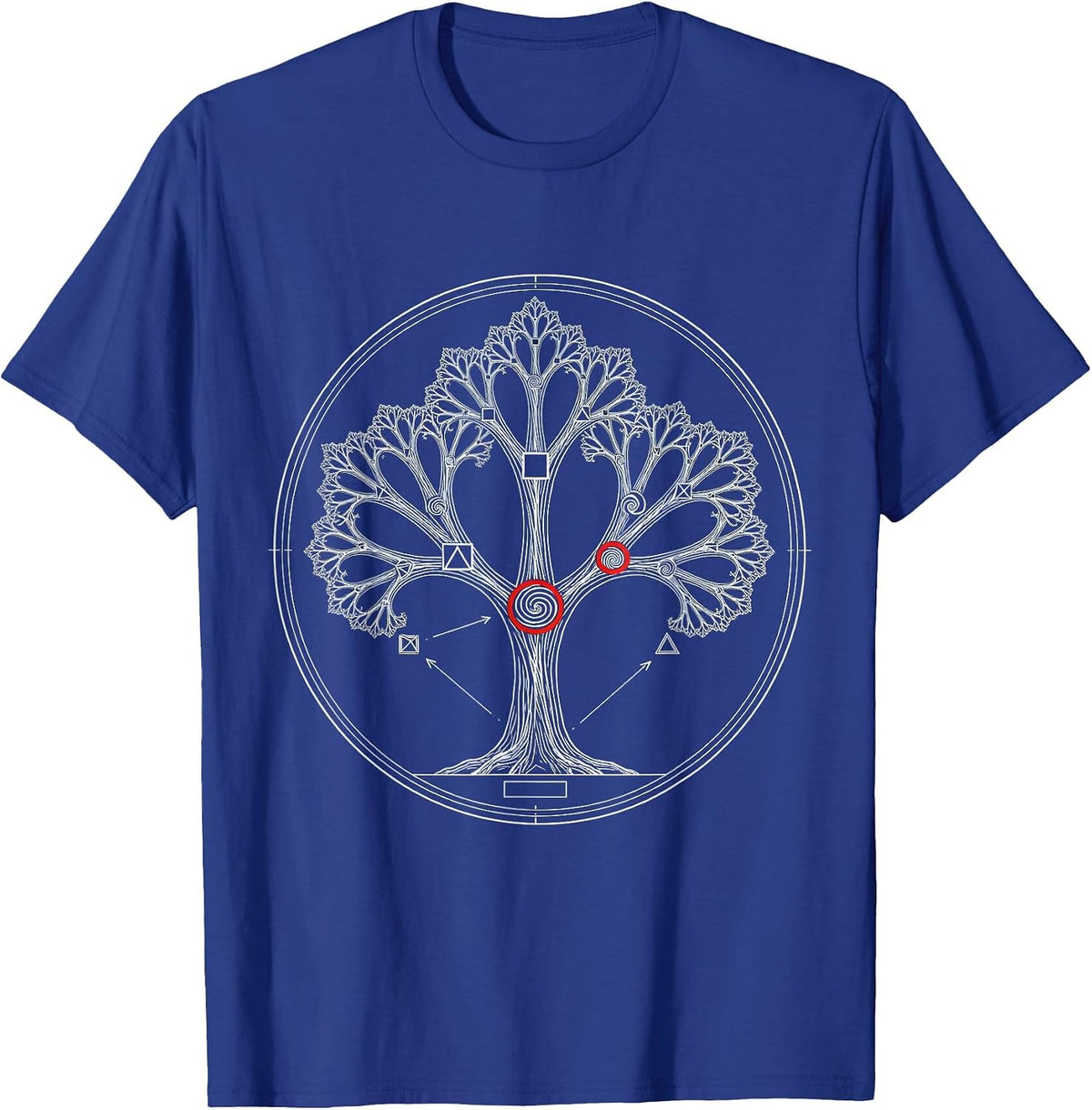 Men's Fractal Tree Math Pattern Math Teacher Design T-Shirt - Royal Blue