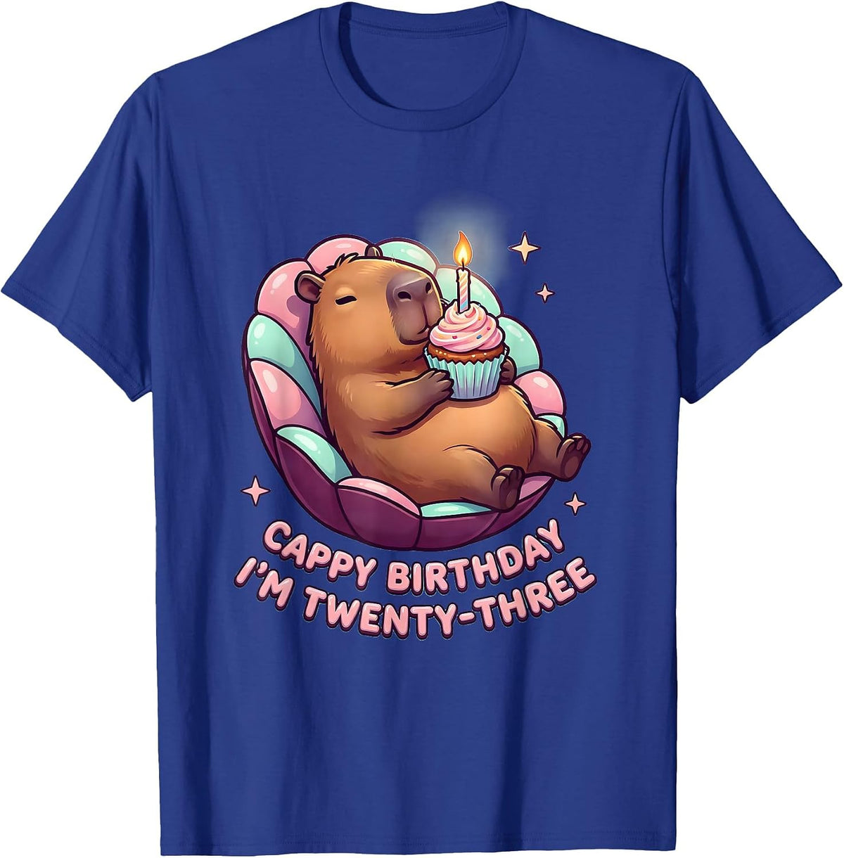 Cappy Birthday, I'm Twenty-Three Cute Kawaii Capybara T-Shirt - Royal Blue