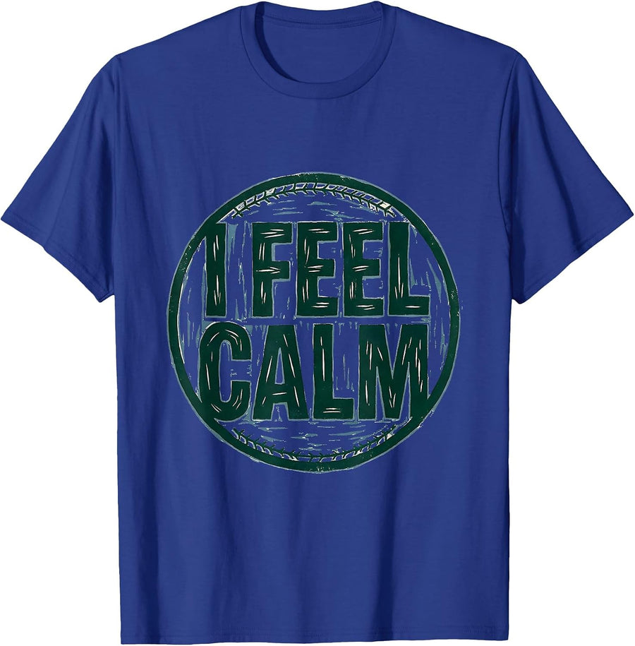 I Feel Calm Linocut Emotion Learning Playful Kids T-Shirt - Royal Blue
