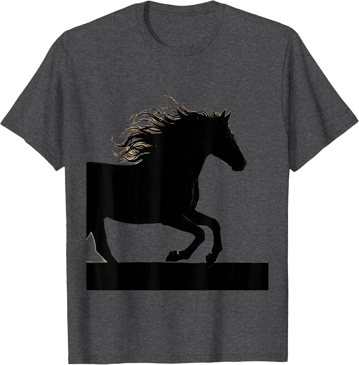 Men's Galloping Horse Country Western Graphic Tee T-Shirt - Dark Heather Grey