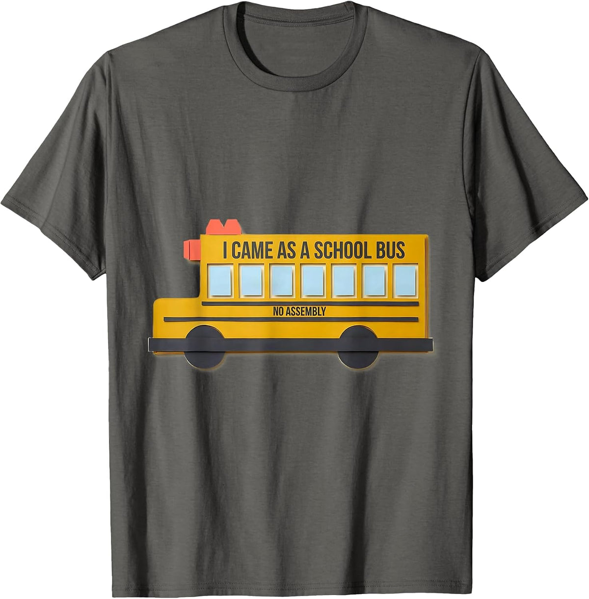 I Came As A School Bus No Assembly Funny Halloween Costume T-Shirt - Asphalt Grey