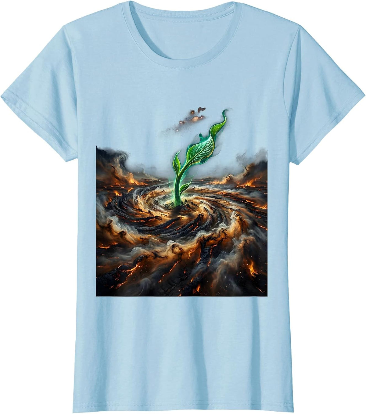 Women's Suicide Prevention Wildfire Hope Green Shoot T-Shirt - Baby Blue