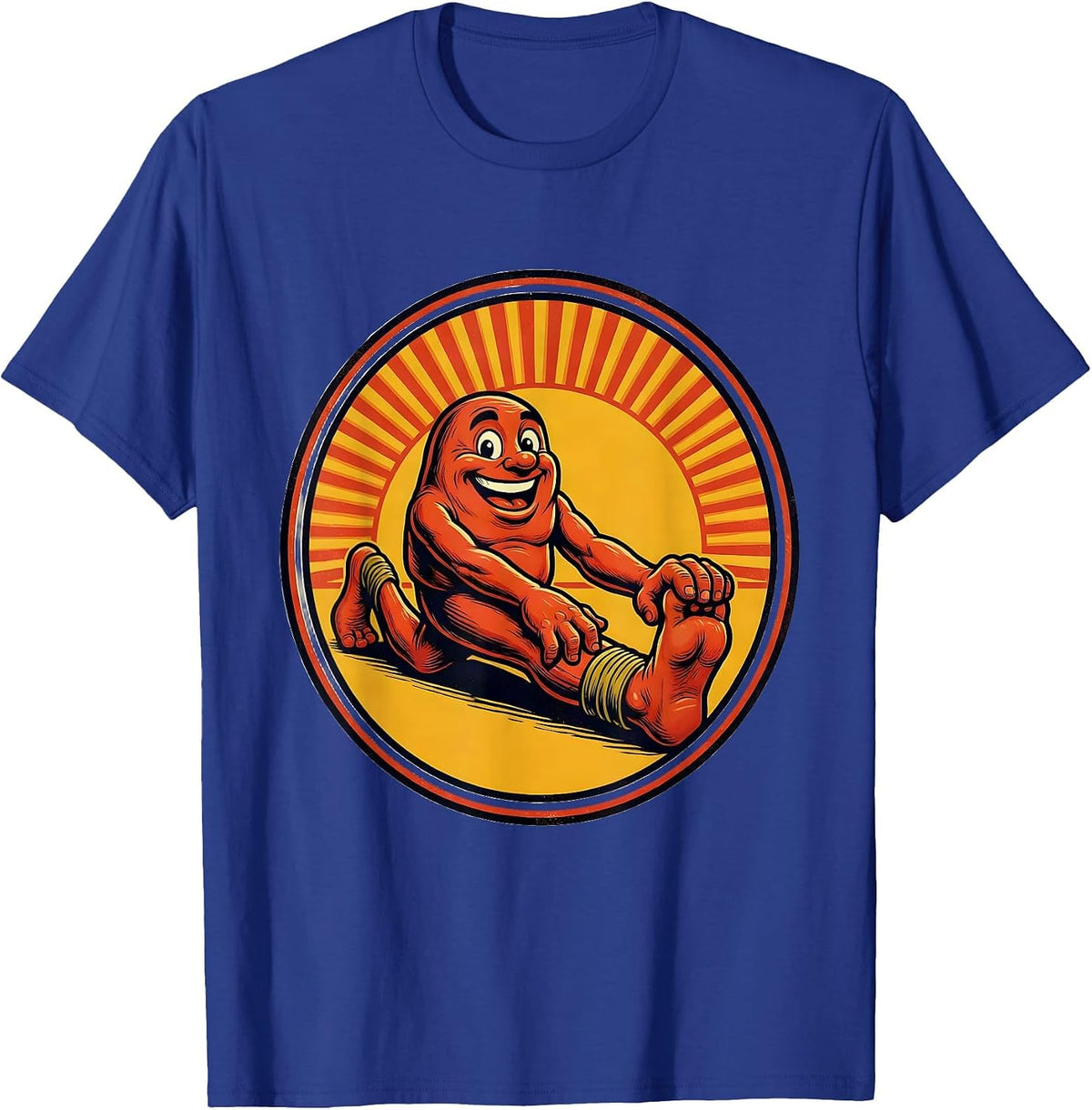 Men's Physical Therapy Hamstring Stretch Sunrise Design T-Shirt - Royal Blue