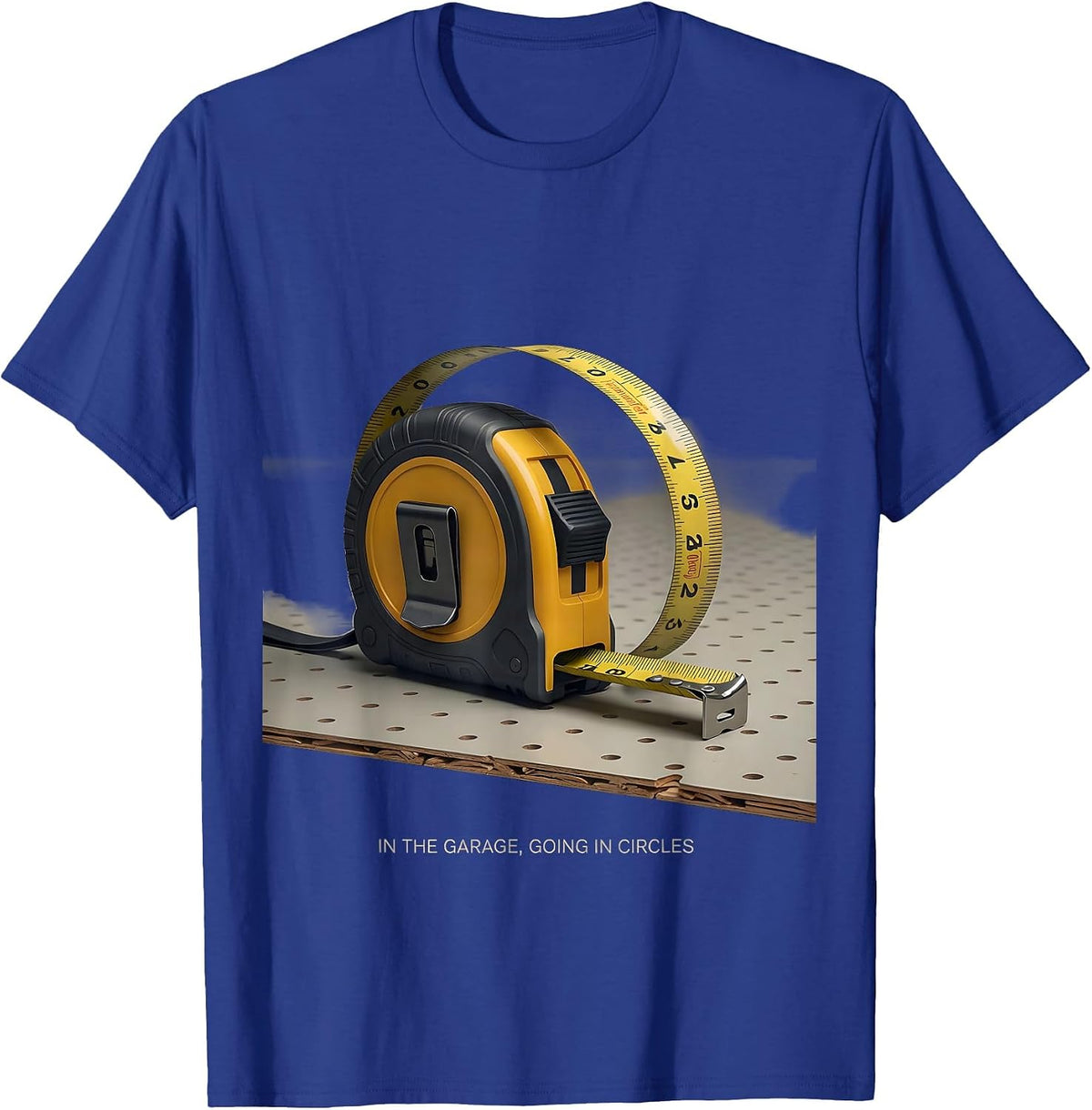In The Garage Going In Circles Editorial Conceptual Mechanic T-Shirt - Royal Blue
