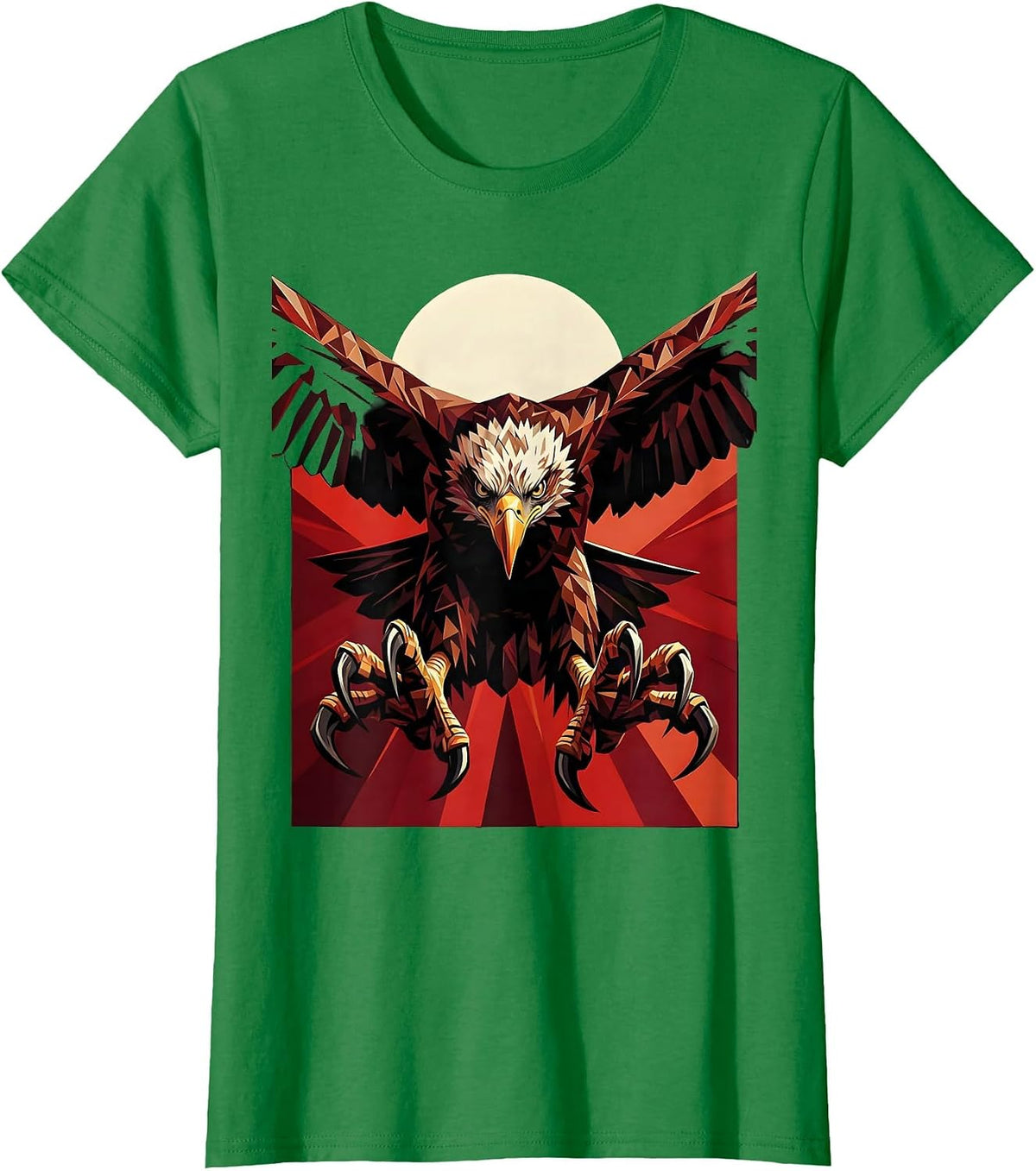 Eagle Diving Talons Out Raptor Strike Illustration T-Shirt - Kelly Green