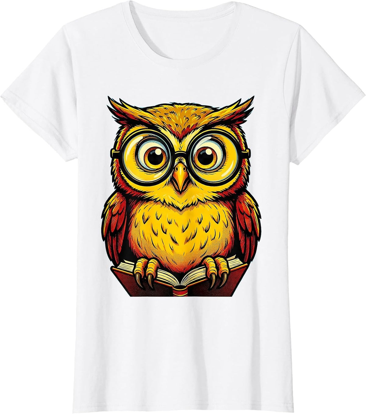 Funny Owl With Reading Glasses On Tiny Book T-Shirt - White
