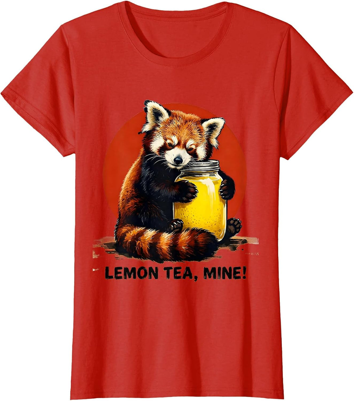 Lemon Tea, Mine! Cute Kawaii Red Panda Anime Humor T-Shirt - Red