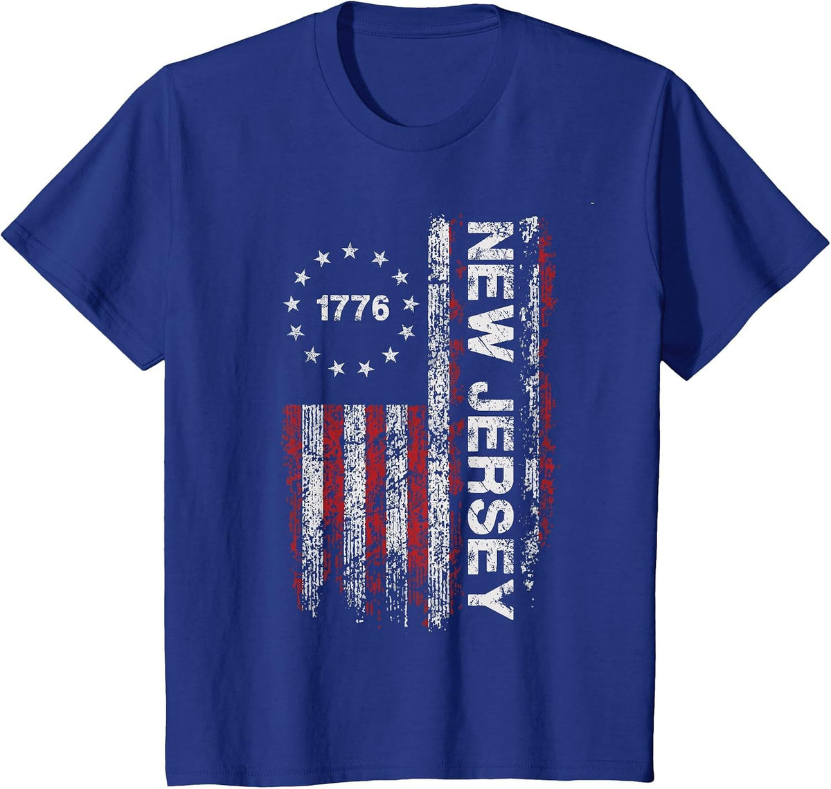 New Jersey State US Flag 1776 Vintage for Men Women Youth T-Shirt - Royal Blue