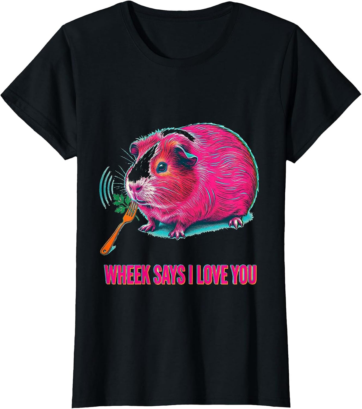 Women's Wheek Says I Love You Funny Guinea Pig Lover Pet Pig Owner T-Shirt - Black