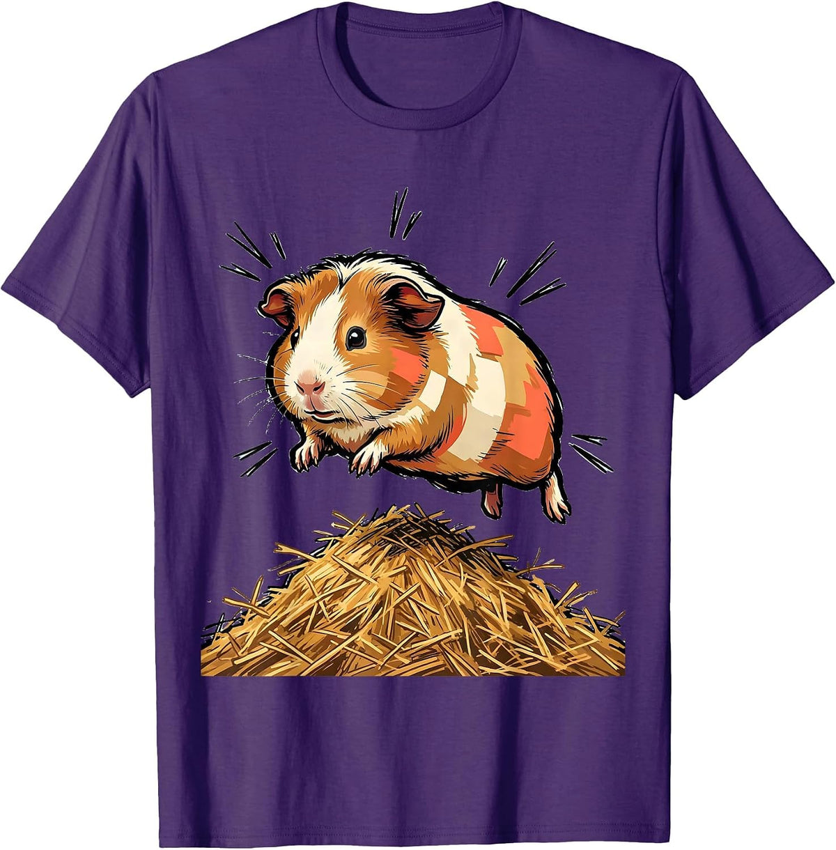 Rounded Guinea Pig Joy Marker Outline Farm Animal Lover Gift T-Shirt - Purple