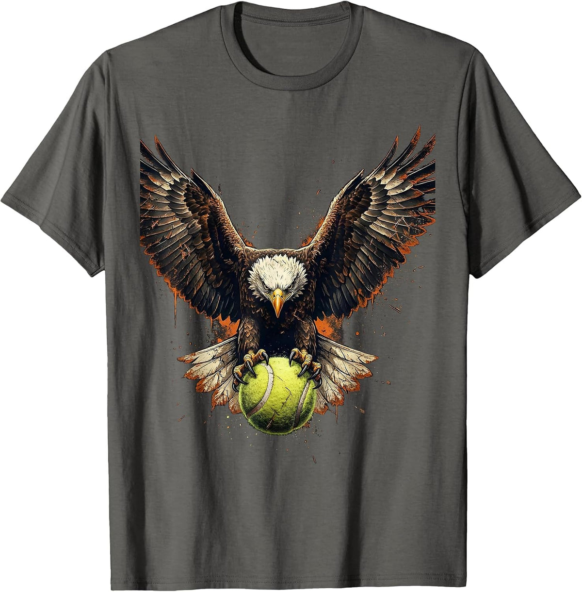 Eagle Snatching Tennis Ball Mid-Flight Graphic T-Shirt - Asphalt Grey
