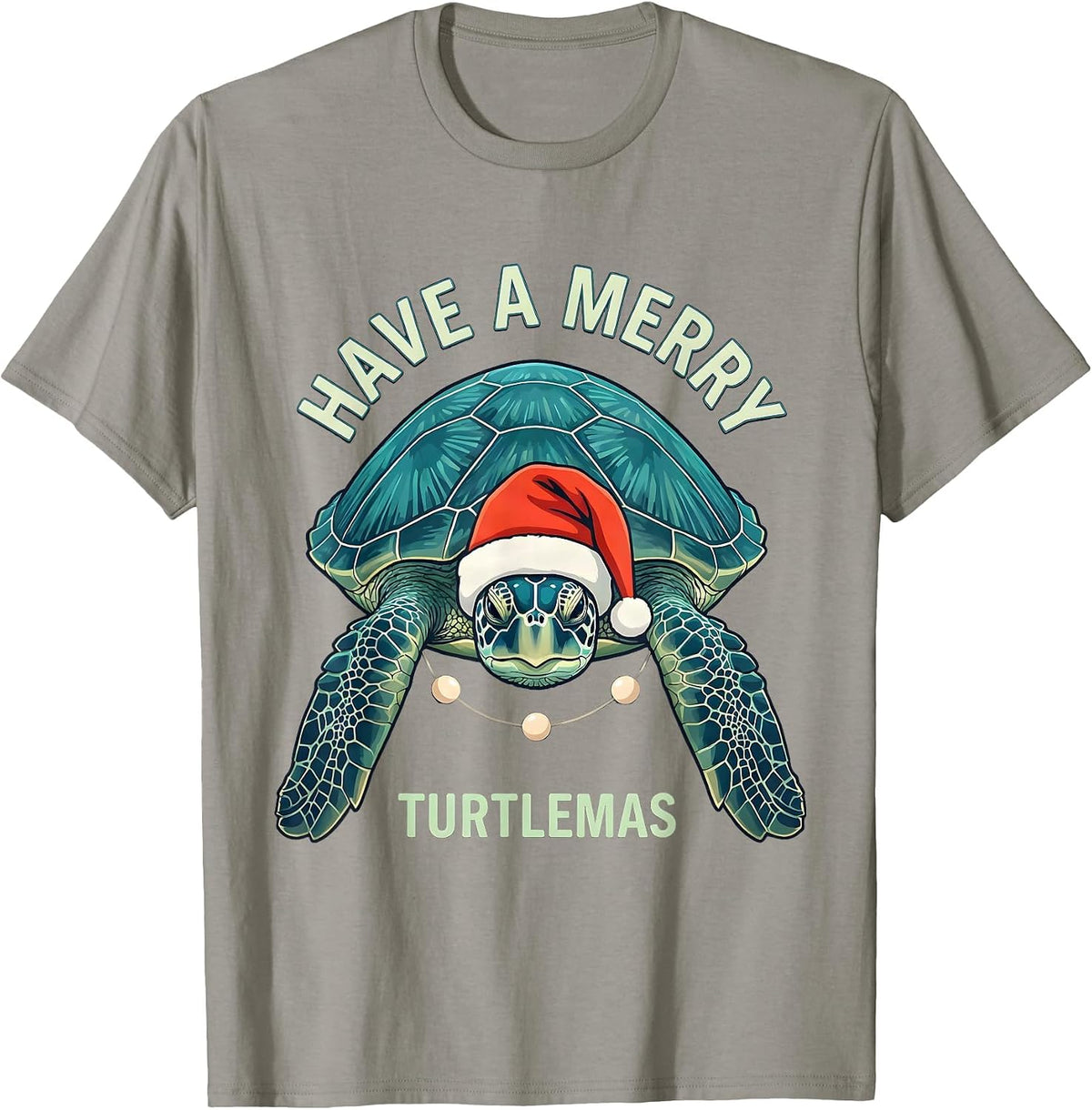 Men's Have A Merry Turtlemas Whimsical Sea Turtle Christmas Santa T-Shirt - Slate Grey