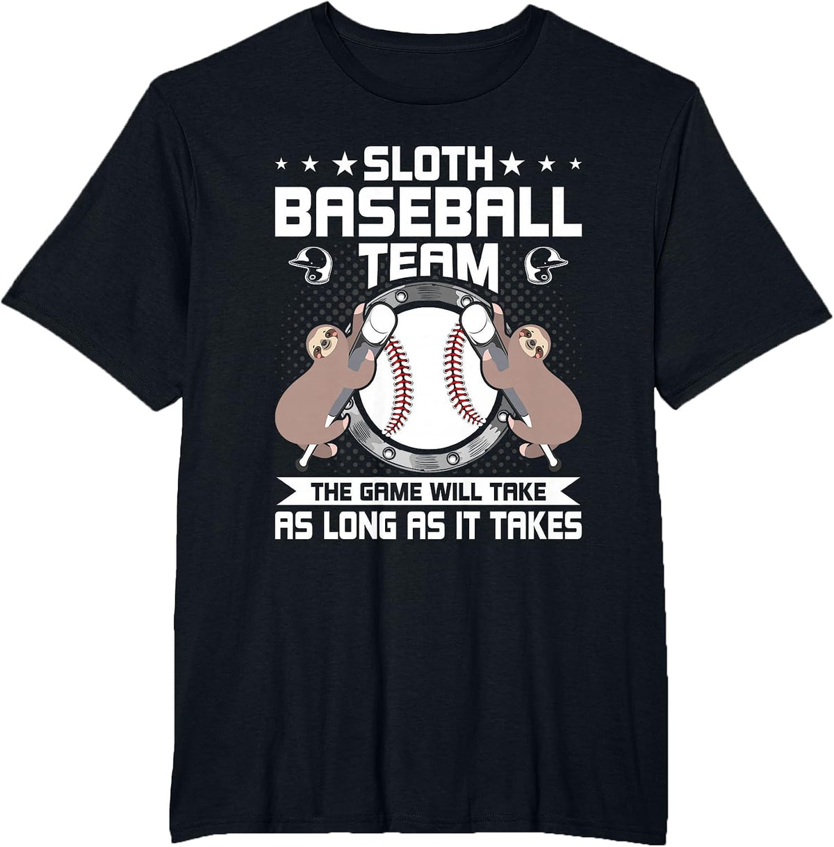 Sloth Baseball Team Baseball Lover T-Shirt - Black