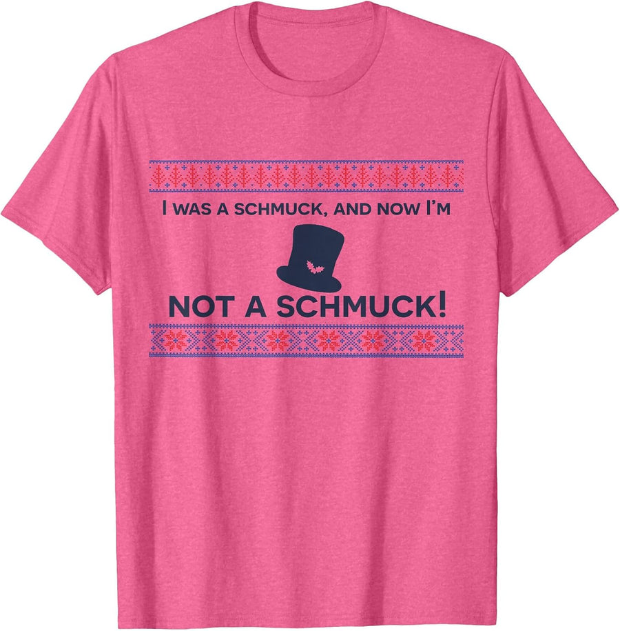 Christmas Scrooged I was A Schmuck Holiday Ugly Sweater T-Shirt - Pink Heather