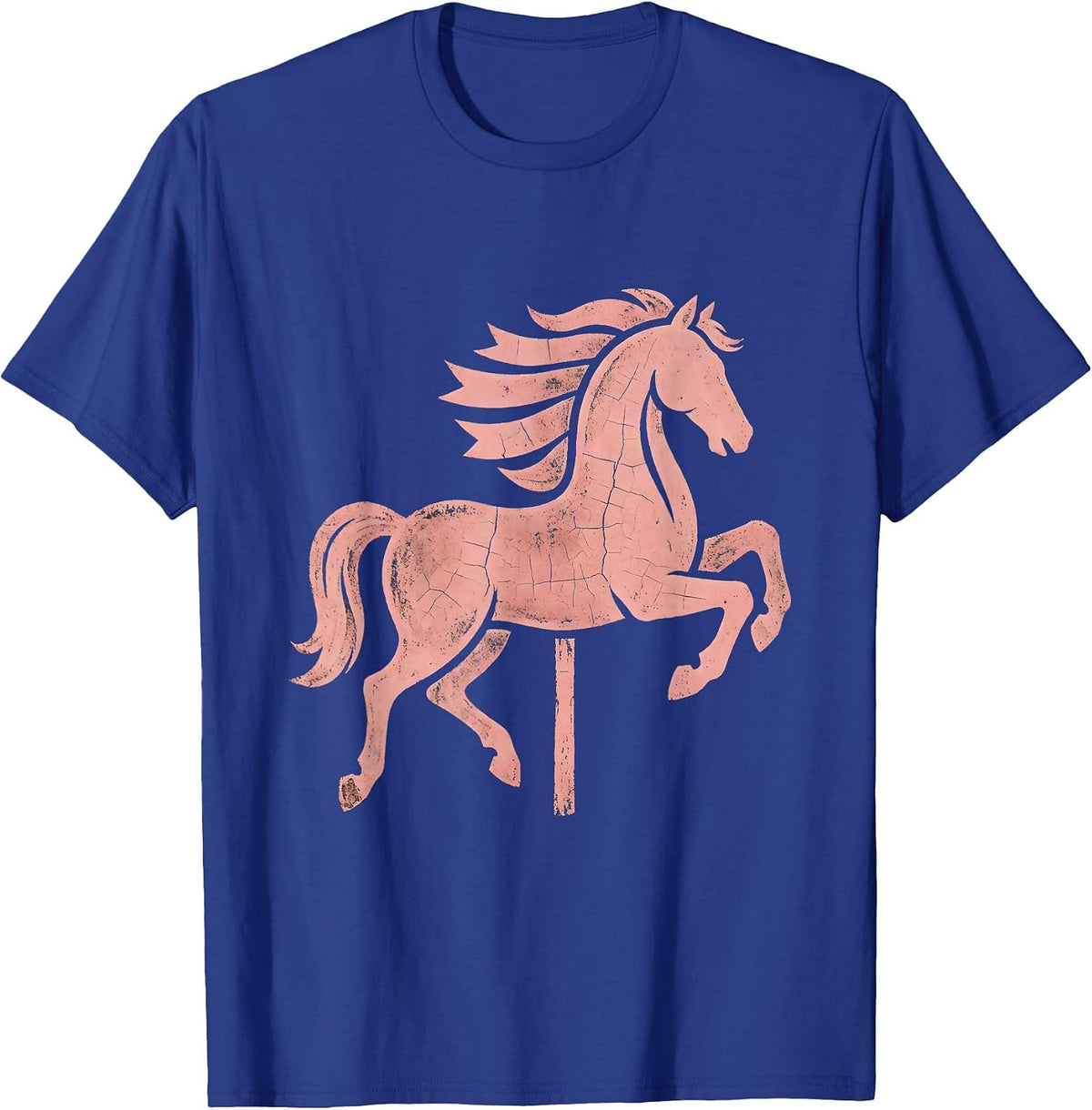 Vintage Carousel Horse with Ribbon Mane T-Shirt - Royal Blue