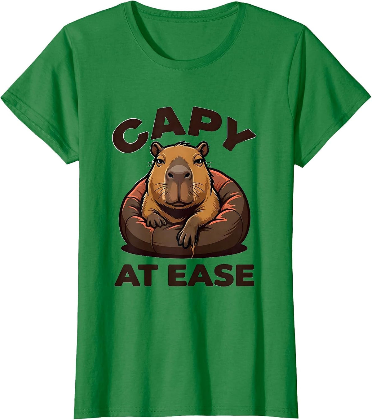 Capy at Ease Funny Capybara Meme Animal Lover Humor T-Shirt - Kelly Green