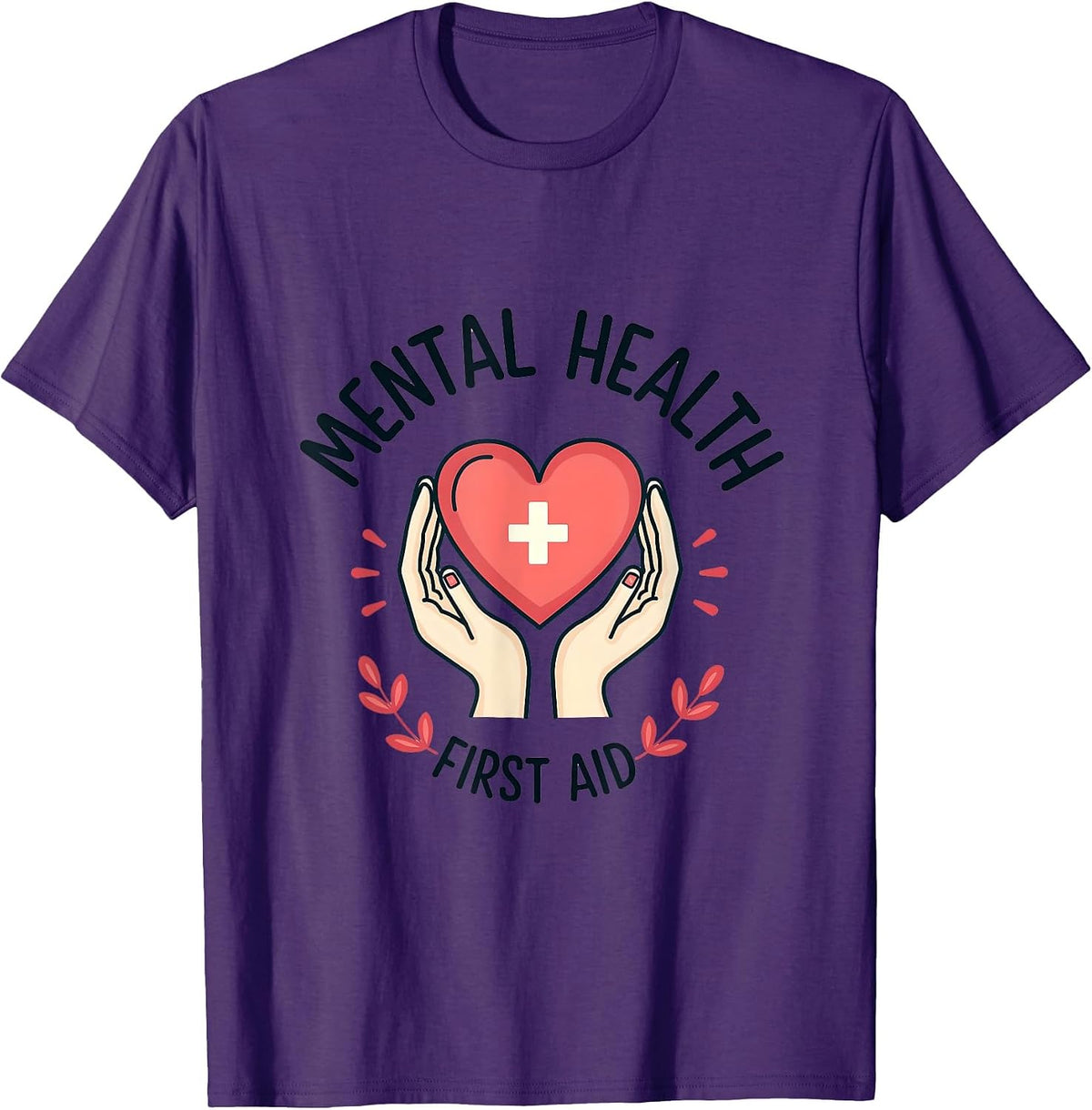 Mental Health First Aid Awareness Design T-Shirt - Purple