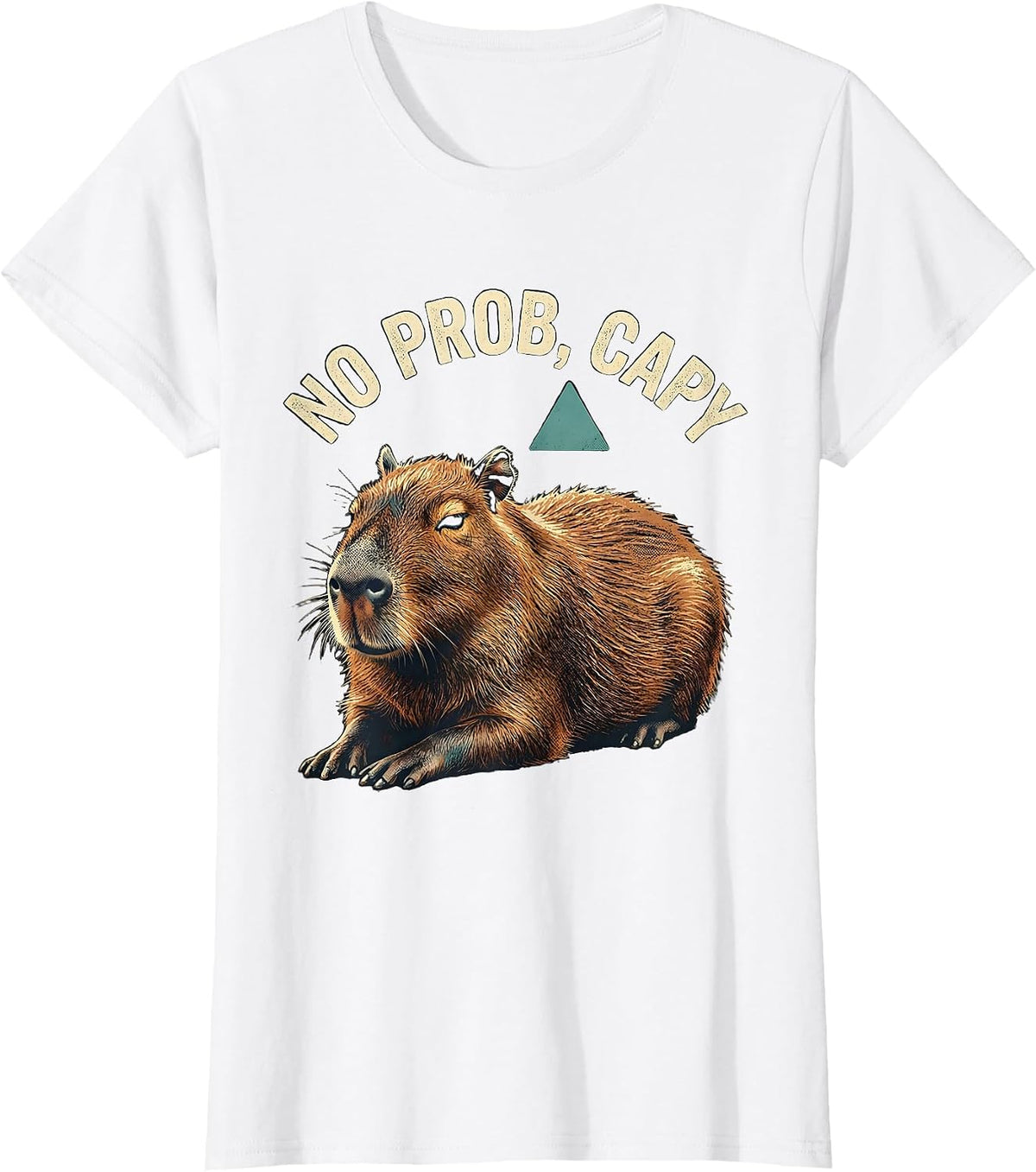 No Prob Capy Vintage Screen Print Capybara Meme Humor T-Shirt - White