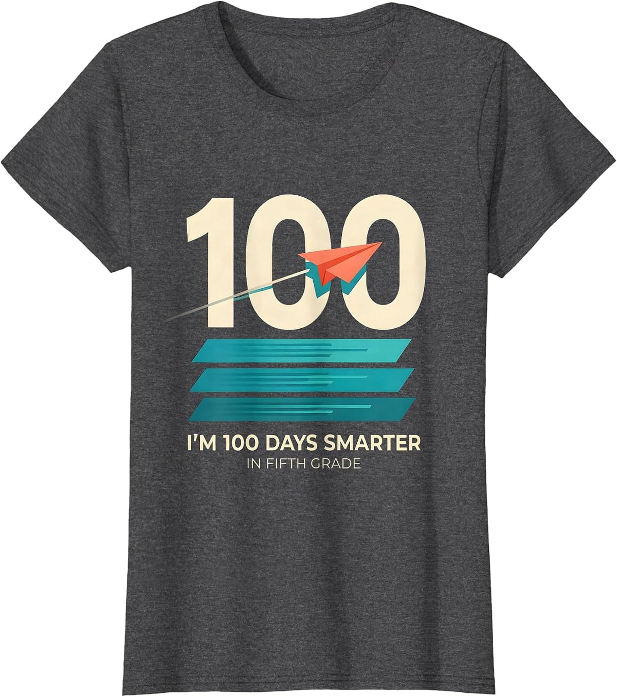 Women's I'm 100 Days Smarter In Fifth Grade Playful Retro 100th Day T-Shirt - Dark Heather Grey