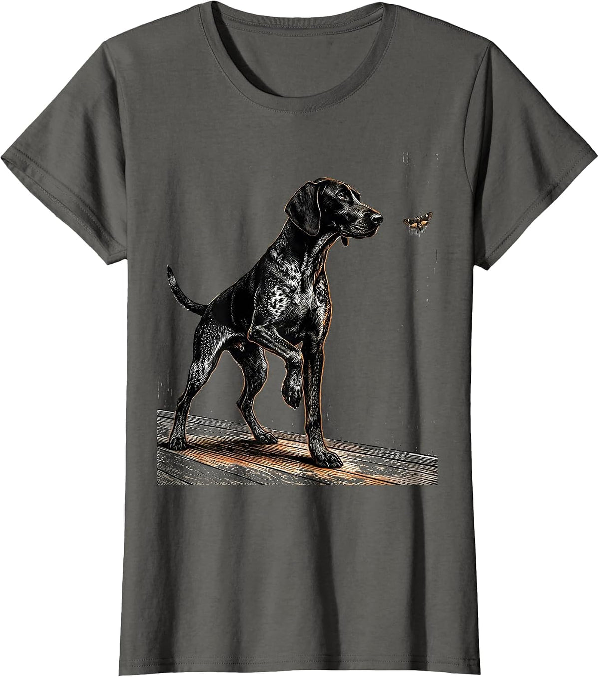 Women's German Shorthaired Pointer Hunting Dog Mom Gift T-Shirt - Asphalt Grey