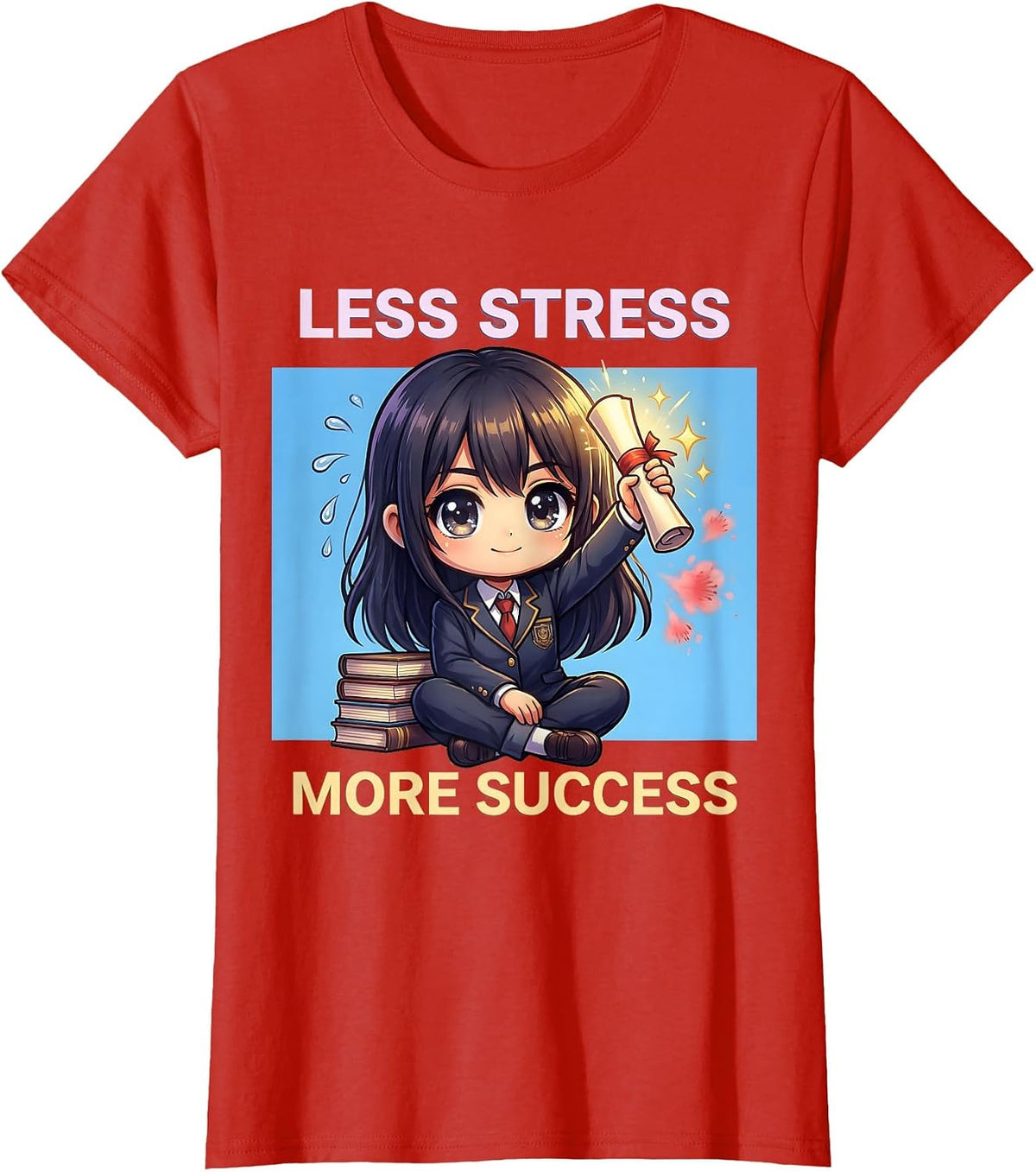 Less Stress More Success School Psychologist T-Shirt - Red