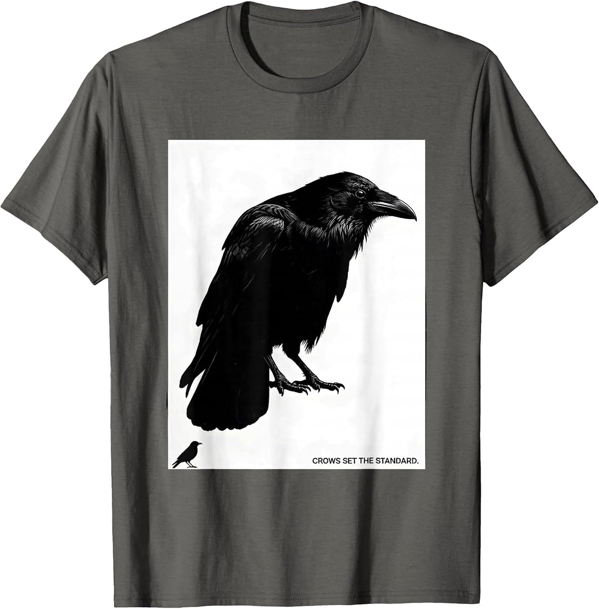 Men's Crows Set The Standard Funny Crow Lover Bird Humor T-Shirt - Asphalt Grey